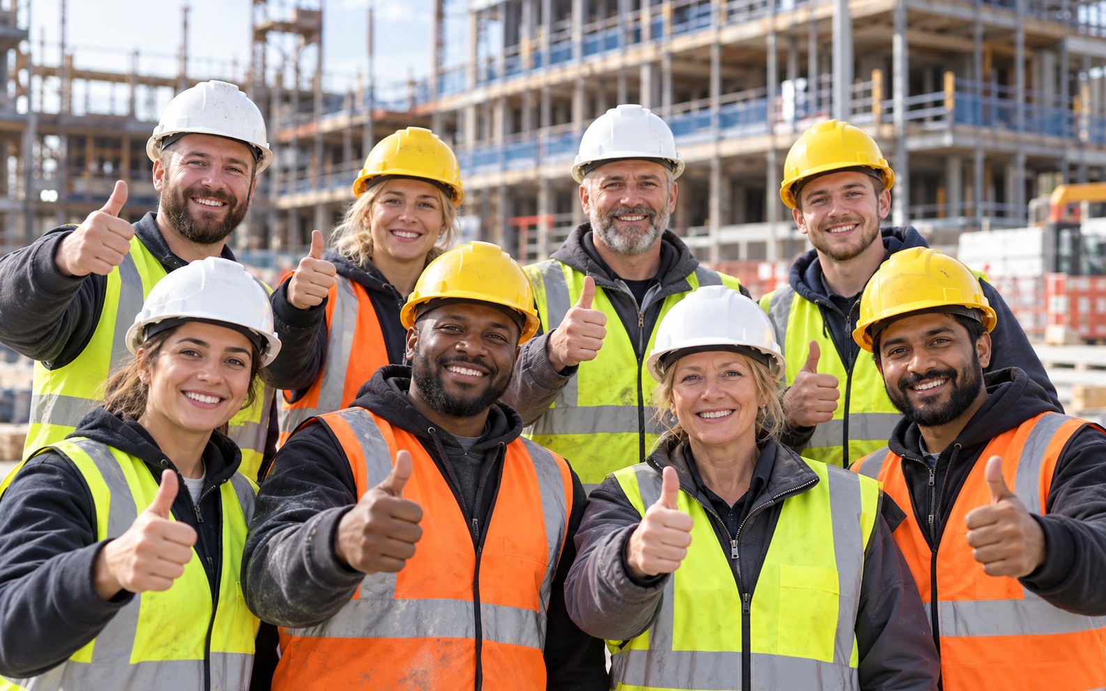 Construction professionals working together on site